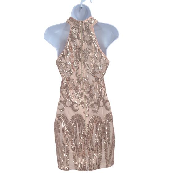 Xtaren women's rose gold sequin halter top dress Size small Cocktail party - Picture 5 of 13